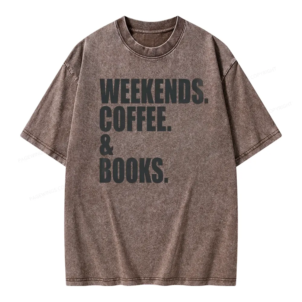 Pagewings Weekends Coffee And Books Unisex Washed T-shirt