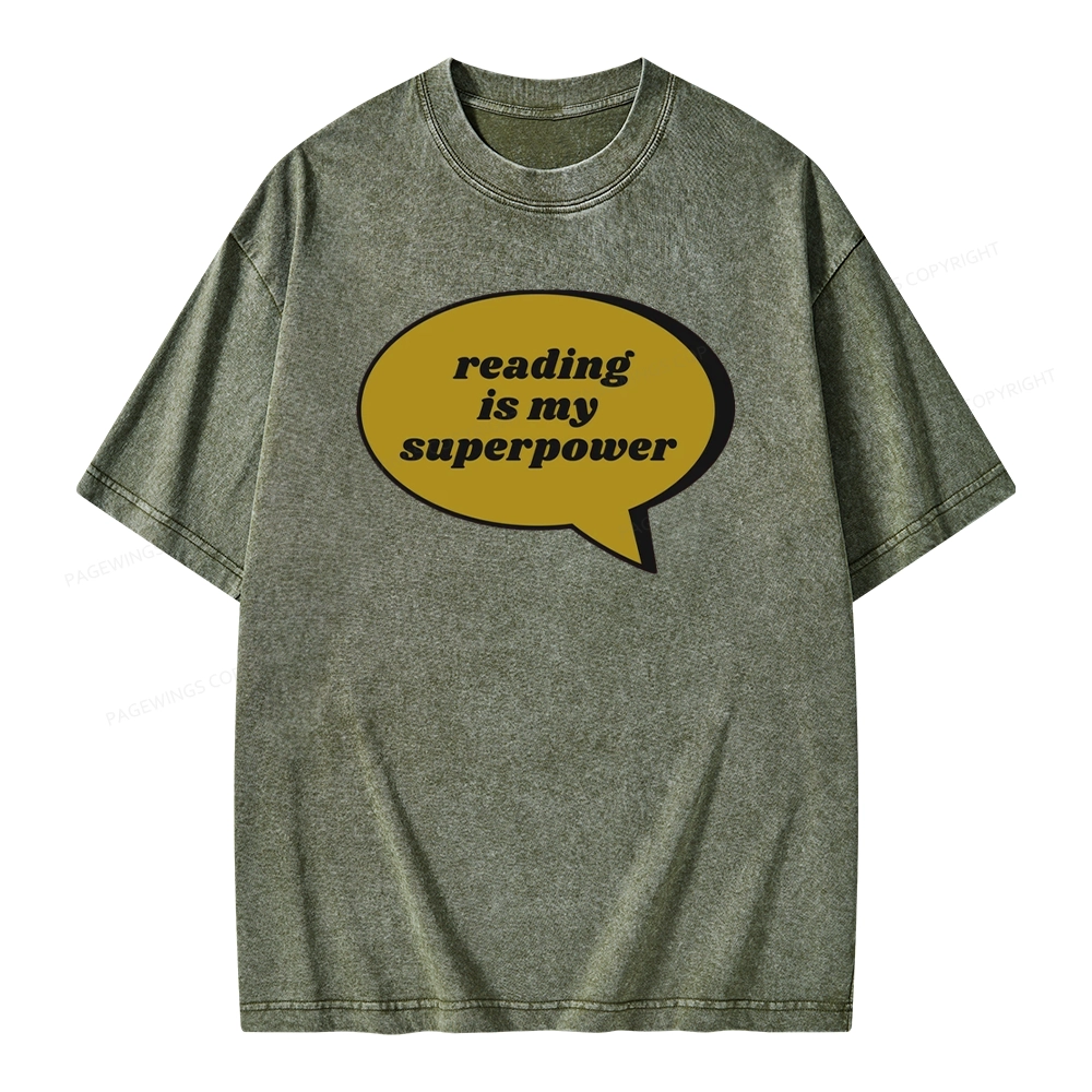 Pagewings Reading Is My Super Power Unisex Washed T-shirt