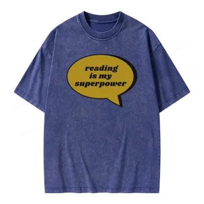 Pagewings Reading Is My Super Power Unisex Washed T-shirt
