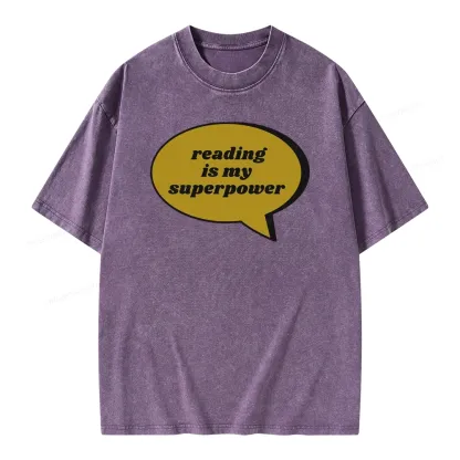 Pagewings Reading Is My Super Power Unisex Washed T-shirt