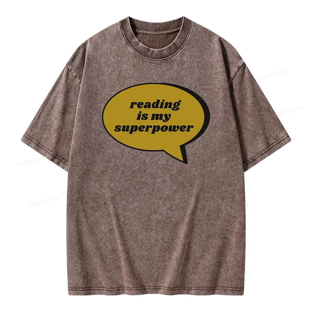 Pagewings Reading Is My Super Power Unisex Washed T-shirt