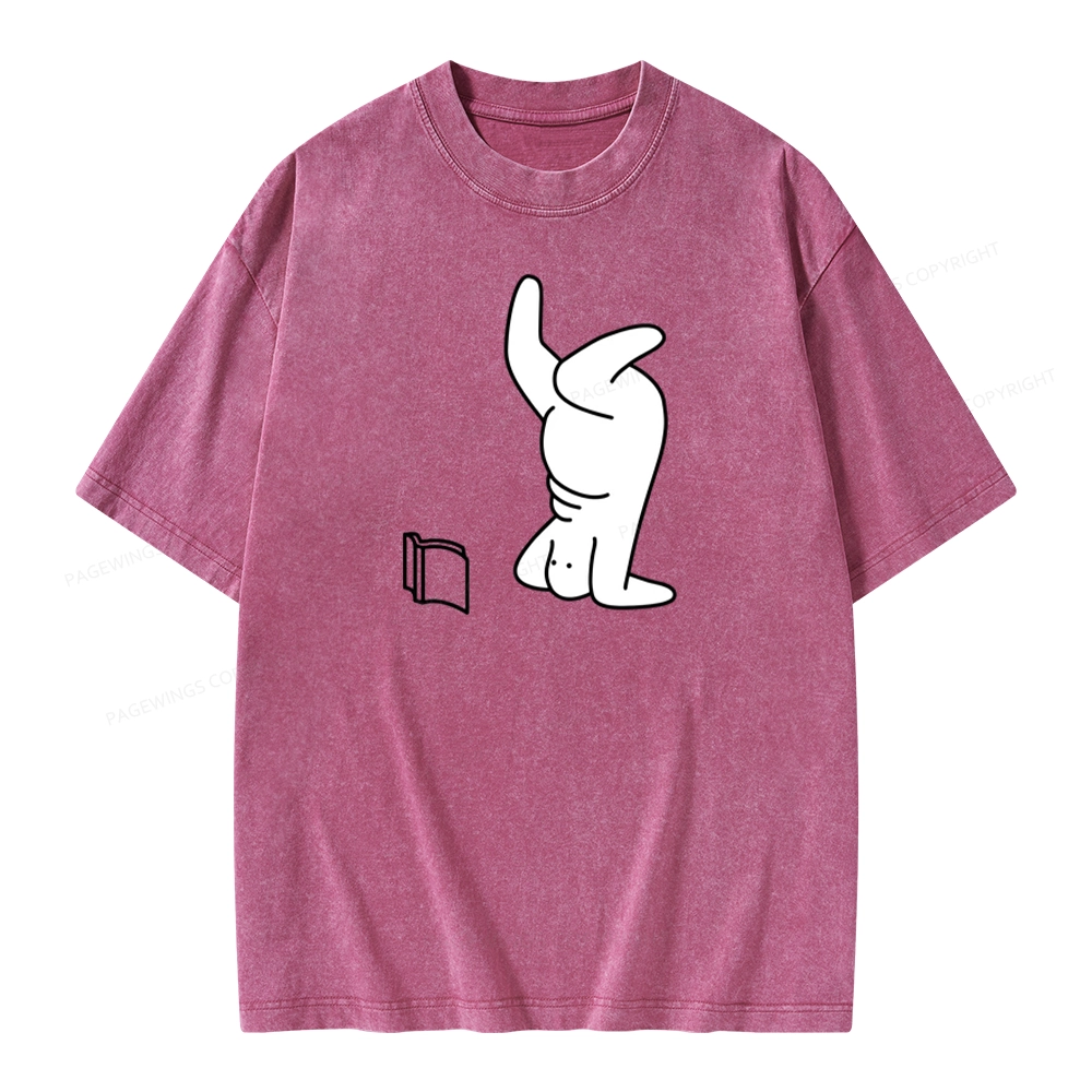 Pagewings Reading Book Upside-Down Unisex Washed T-shirt
