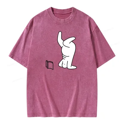 Pagewings Reading Book Upside-Down Unisex Washed T-shirt