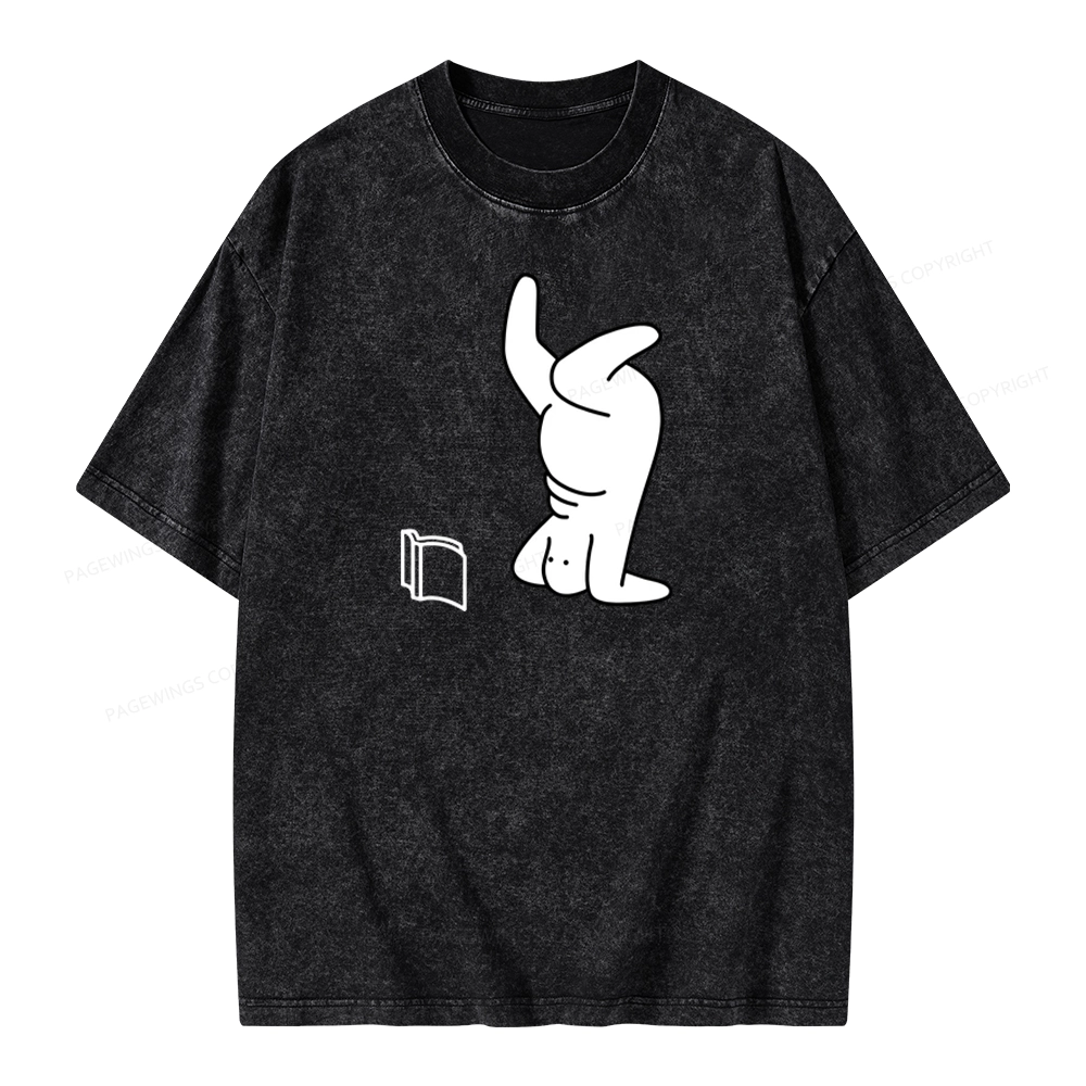 Pagewings Reading Book Upside-Down Unisex Washed T-shirt