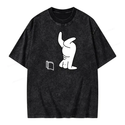 Pagewings Reading Book Upside-Down Unisex Washed T-shirt