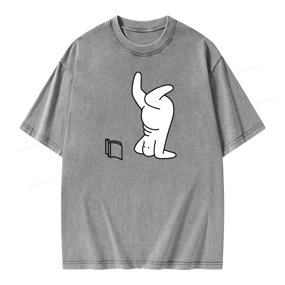 Pagewings Reading Book Upside-Down Unisex Washed T-shirt