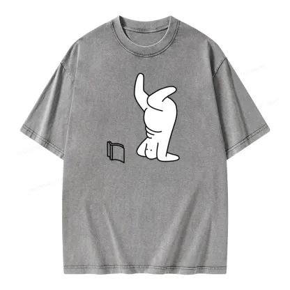 Pagewings Reading Book Upside-Down Unisex Washed T-shirt