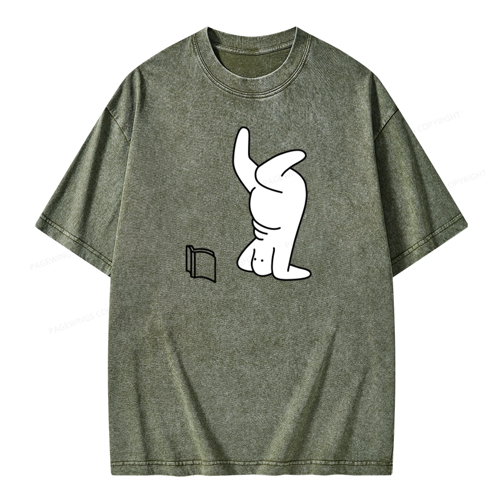 Pagewings Reading Book Upside-Down Unisex Washed T-shirt