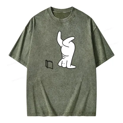 Pagewings Reading Book Upside-Down Unisex Washed T-shirt