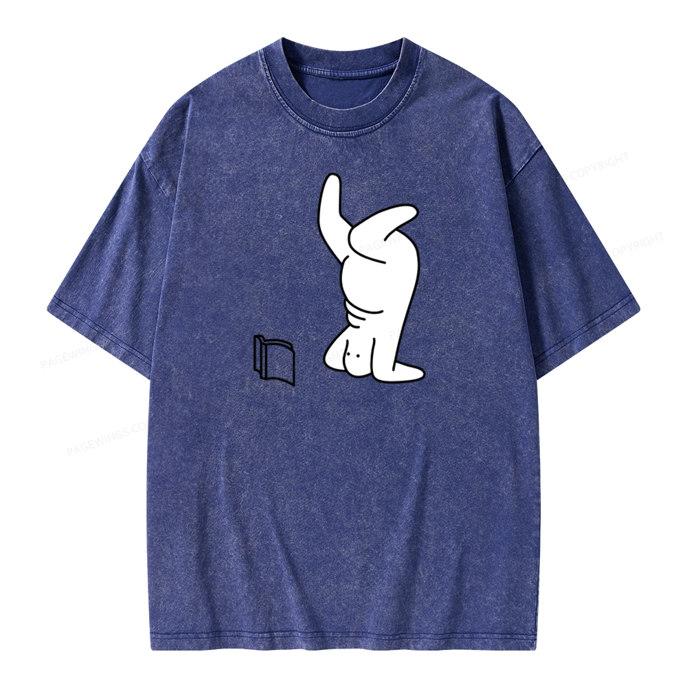 Pagewings Reading Book Upside-Down Unisex Washed T-shirt