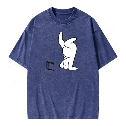 Pagewings Reading Book Upside-Down Unisex Washed T-shirt