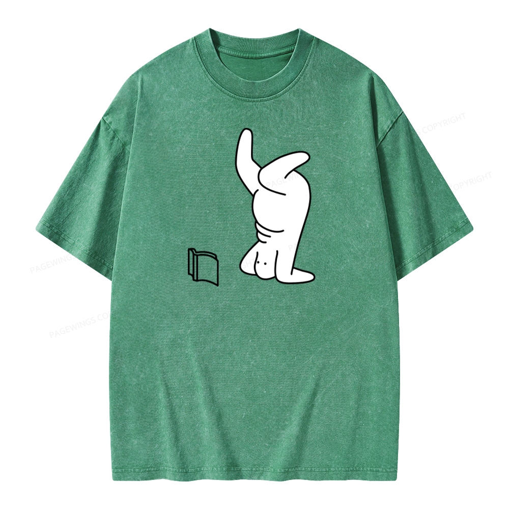 Pagewings Reading Book Upside-Down Unisex Washed T-shirt