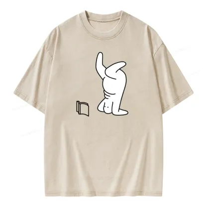 Pagewings Reading Book Upside-Down Unisex Washed T-shirt