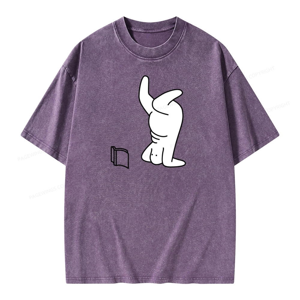 Pagewings Reading Book Upside-Down Unisex Washed T-shirt