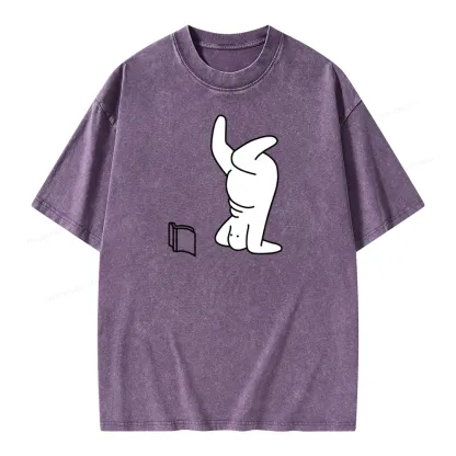 Pagewings Reading Book Upside-Down Unisex Washed T-shirt