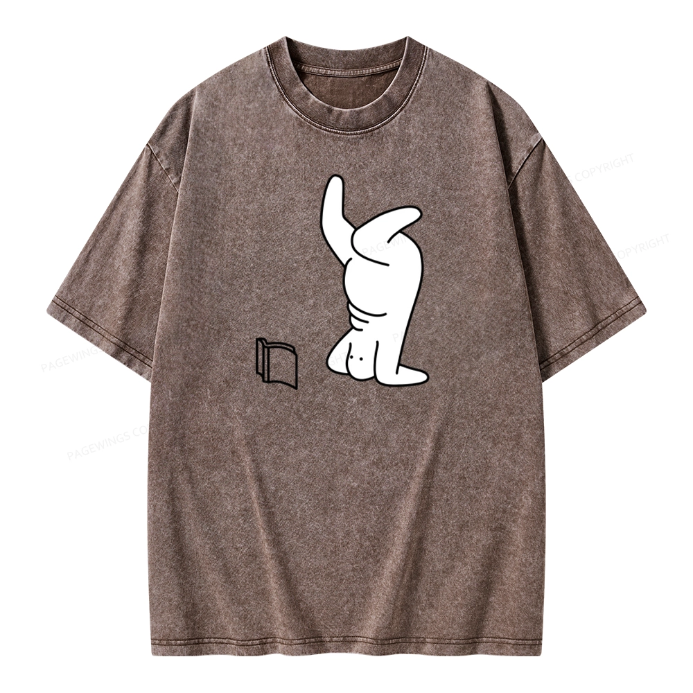 Pagewings Reading Book Upside-Down Unisex Washed T-shirt