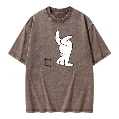 Pagewings Reading Book Upside-Down Unisex Washed T-shirt
