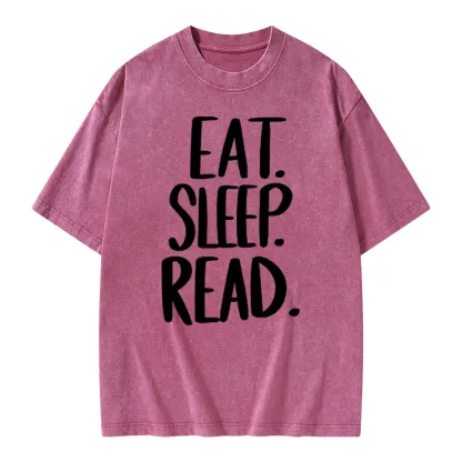 Pagewings Eat Sleep Read Unisex Washed T-shirt