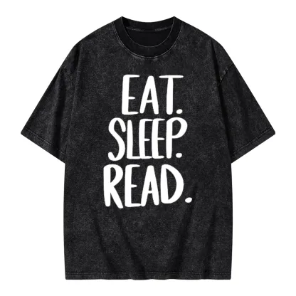 Pagewings Eat Sleep Read Unisex Washed T-shirt