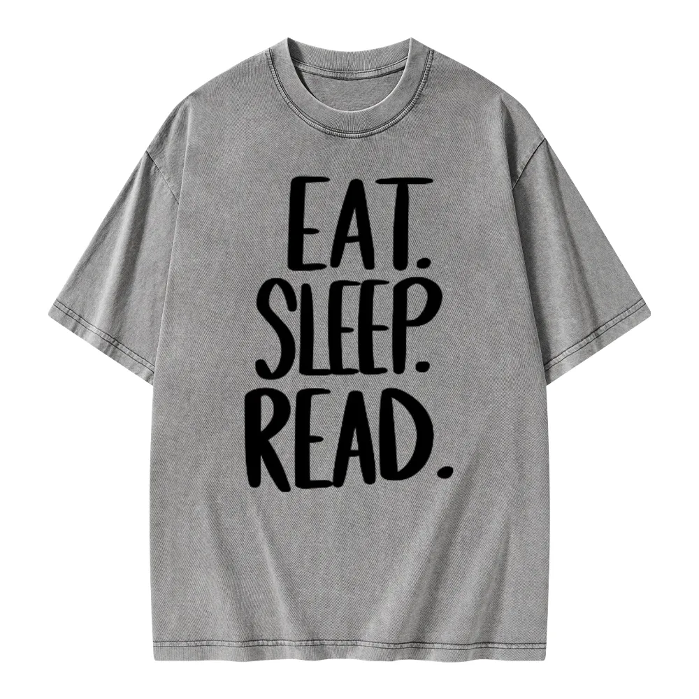 Pagewings Eat Sleep Read Unisex Washed T-shirt