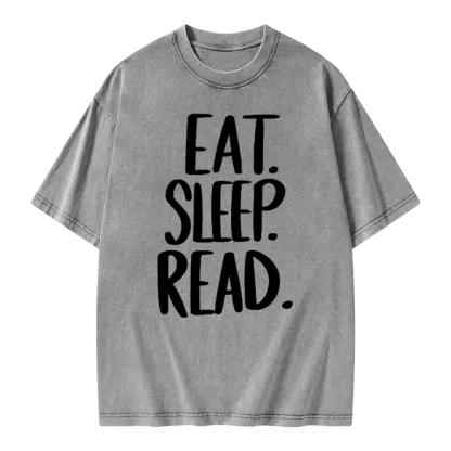 Pagewings Eat Sleep Read Unisex Washed T-shirt