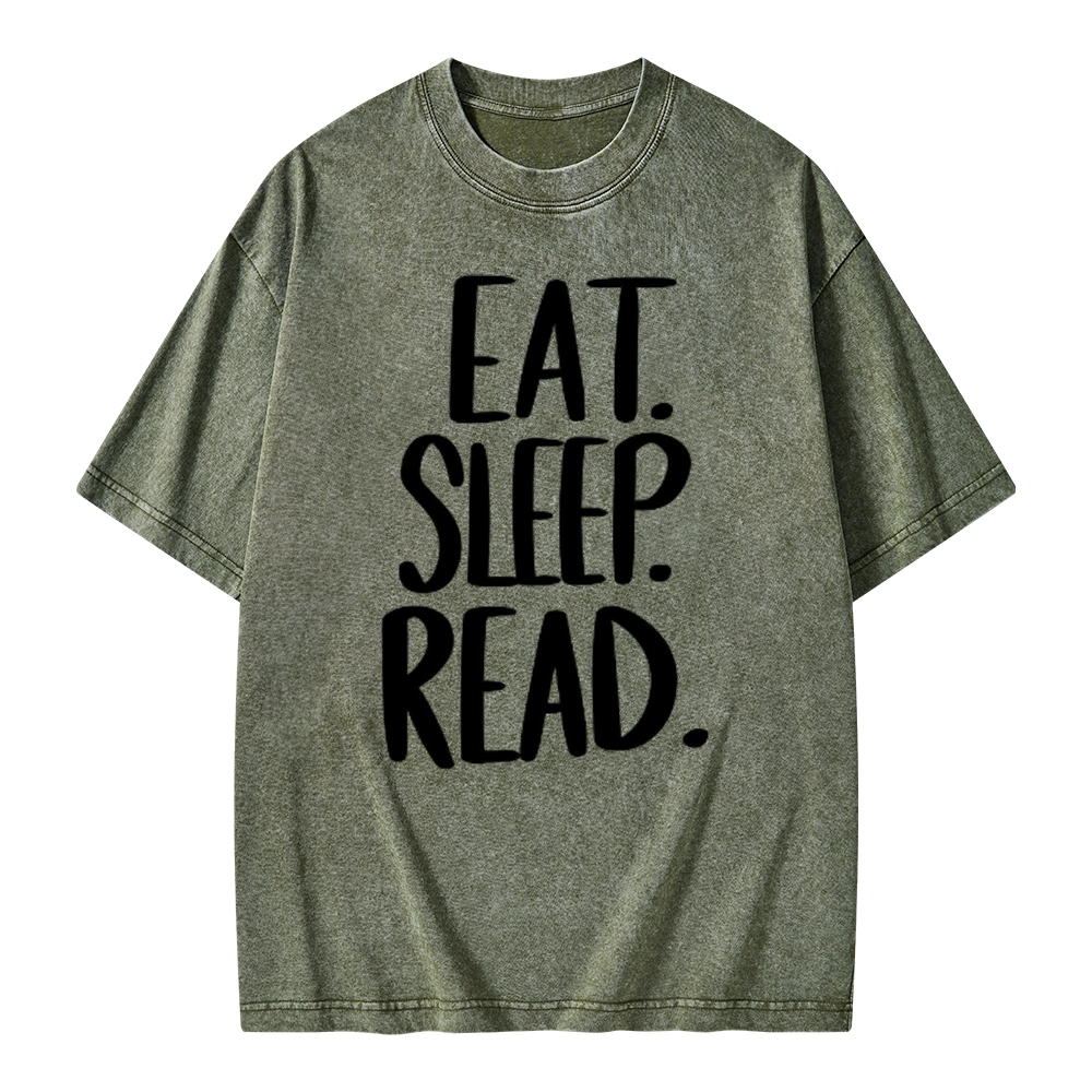 Pagewings Eat Sleep Read Unisex Washed T-shirt