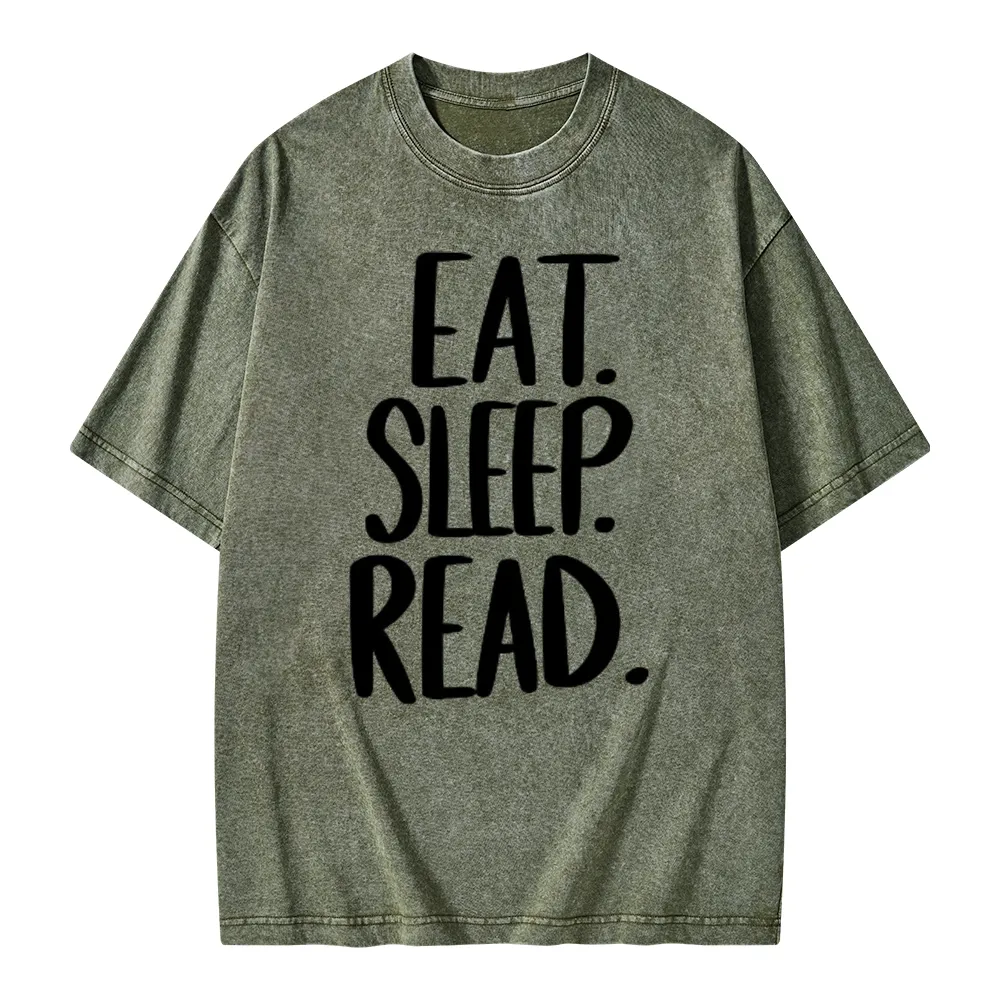 Pagewings Eat Sleep Read Unisex Washed T-shirt