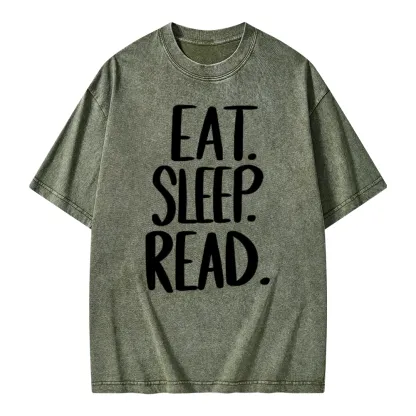 Pagewings Eat Sleep Read Unisex Washed T-shirt