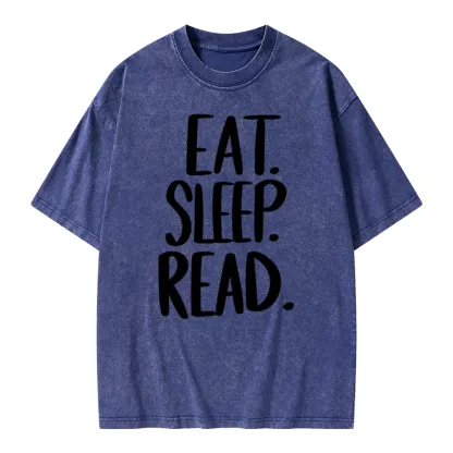 Pagewings Eat Sleep Read Unisex Washed T-shirt