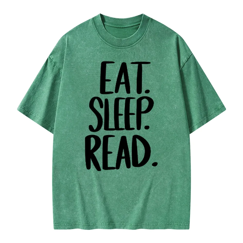 Pagewings Eat Sleep Read Unisex Washed T-shirt