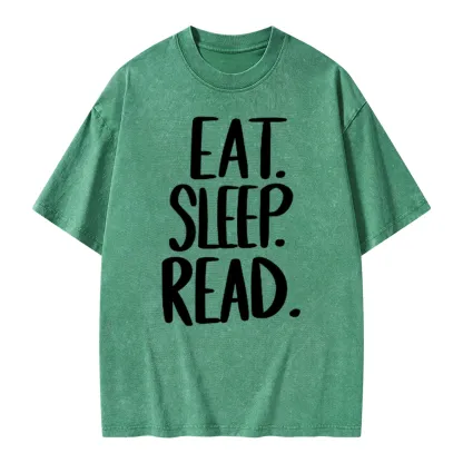 Pagewings Eat Sleep Read Unisex Washed T-shirt