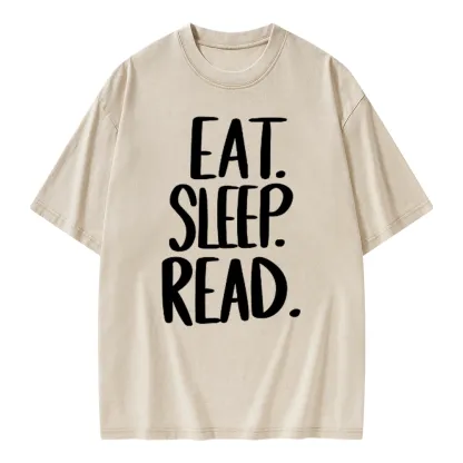 Pagewings Eat Sleep Read Unisex Washed T-shirt