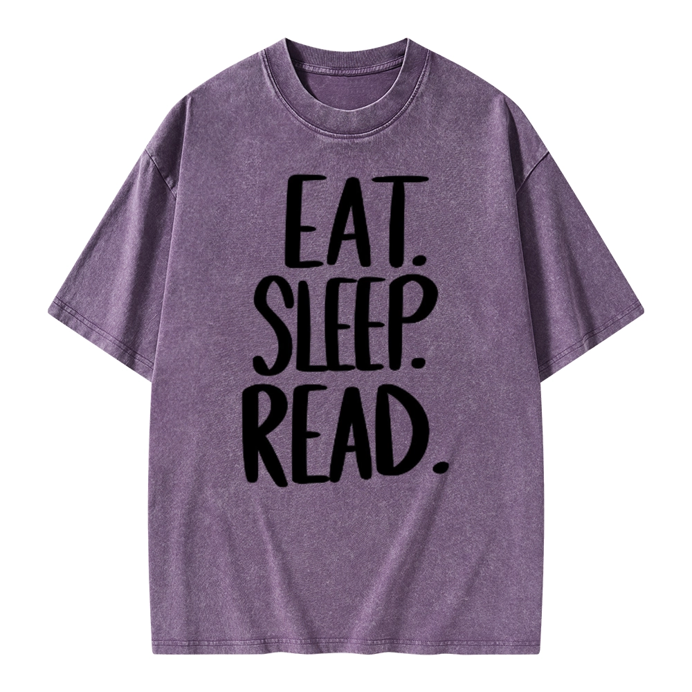 Pagewings Eat Sleep Read Unisex Washed T-shirt