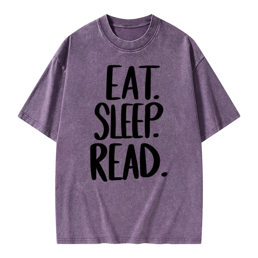 Pagewings Eat Sleep Read Unisex Washed T-shirt