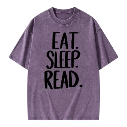 Pagewings Eat Sleep Read Unisex Washed T-shirt