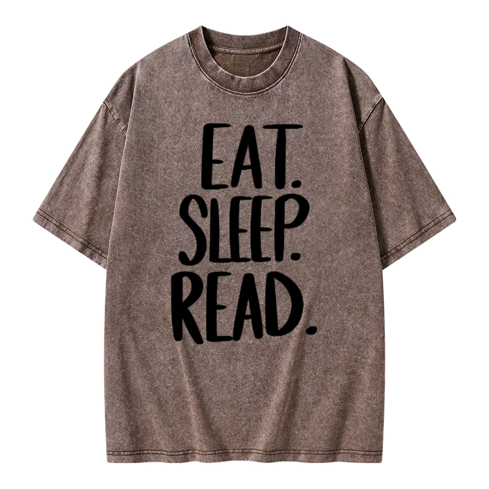 Pagewings Eat Sleep Read Unisex Washed T-shirt