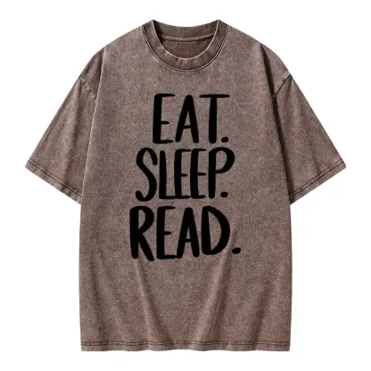 Pagewings Eat Sleep Read Unisex Washed T-shirt