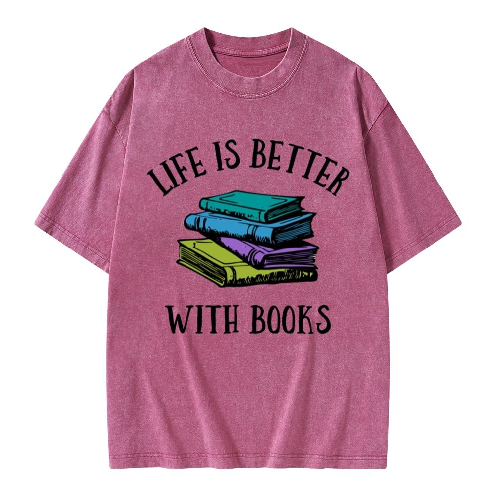 Pagewings Life's Better With Books Unisex Washed T-shirt