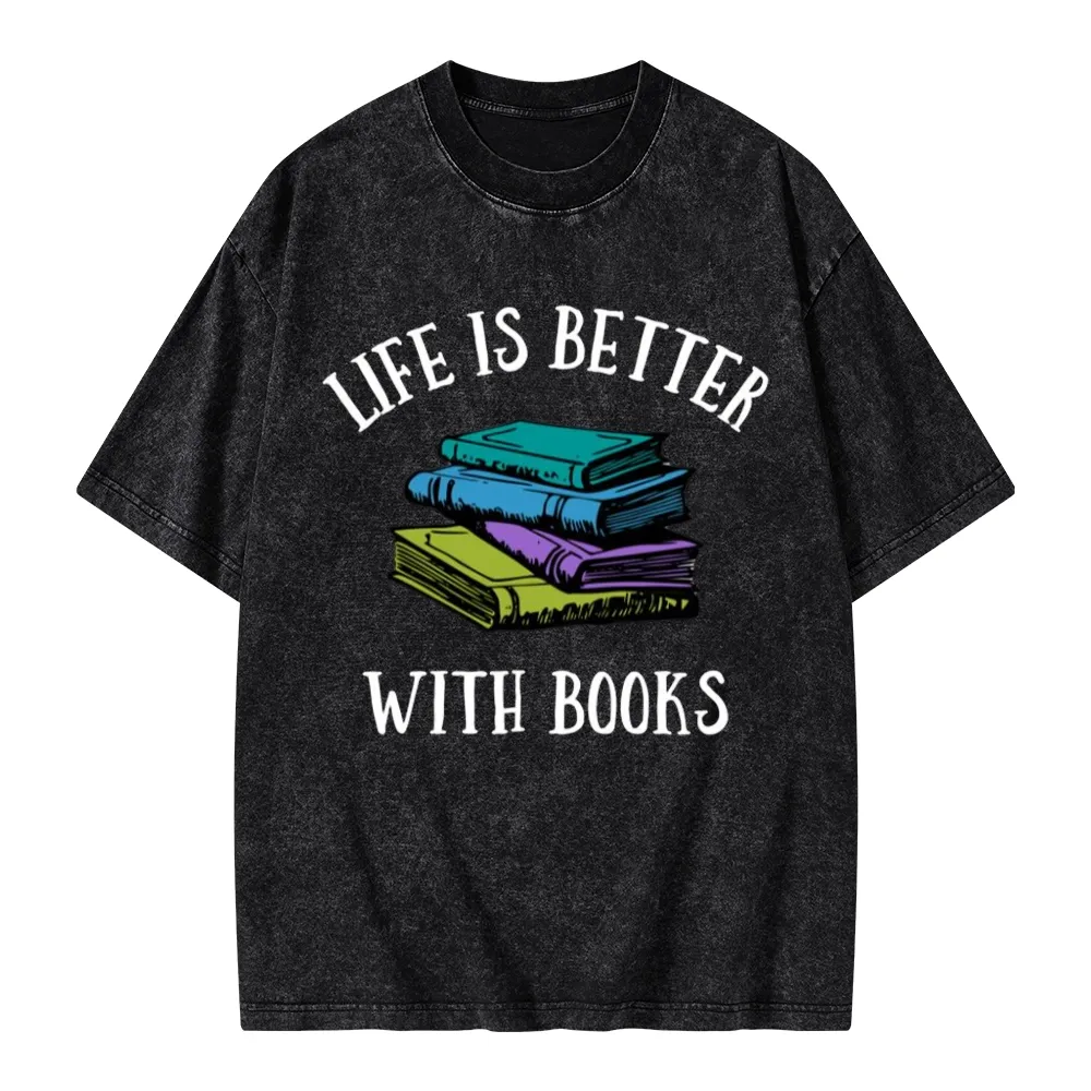 Pagewings Life's Better With Books Unisex Washed T-shirt