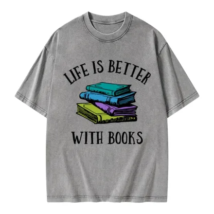 Pagewings Life's Better With Books Unisex Washed T-shirt