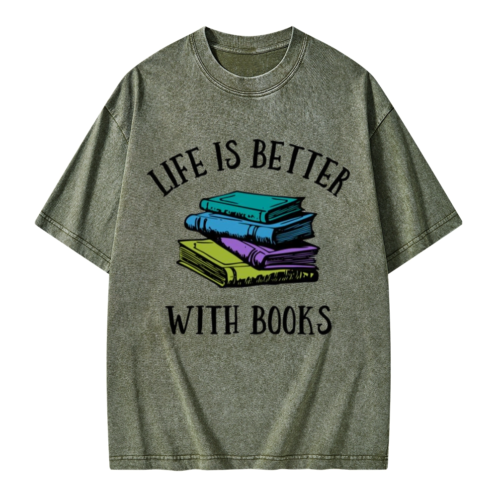 Pagewings Life's Better With Books Unisex Washed T-shirt