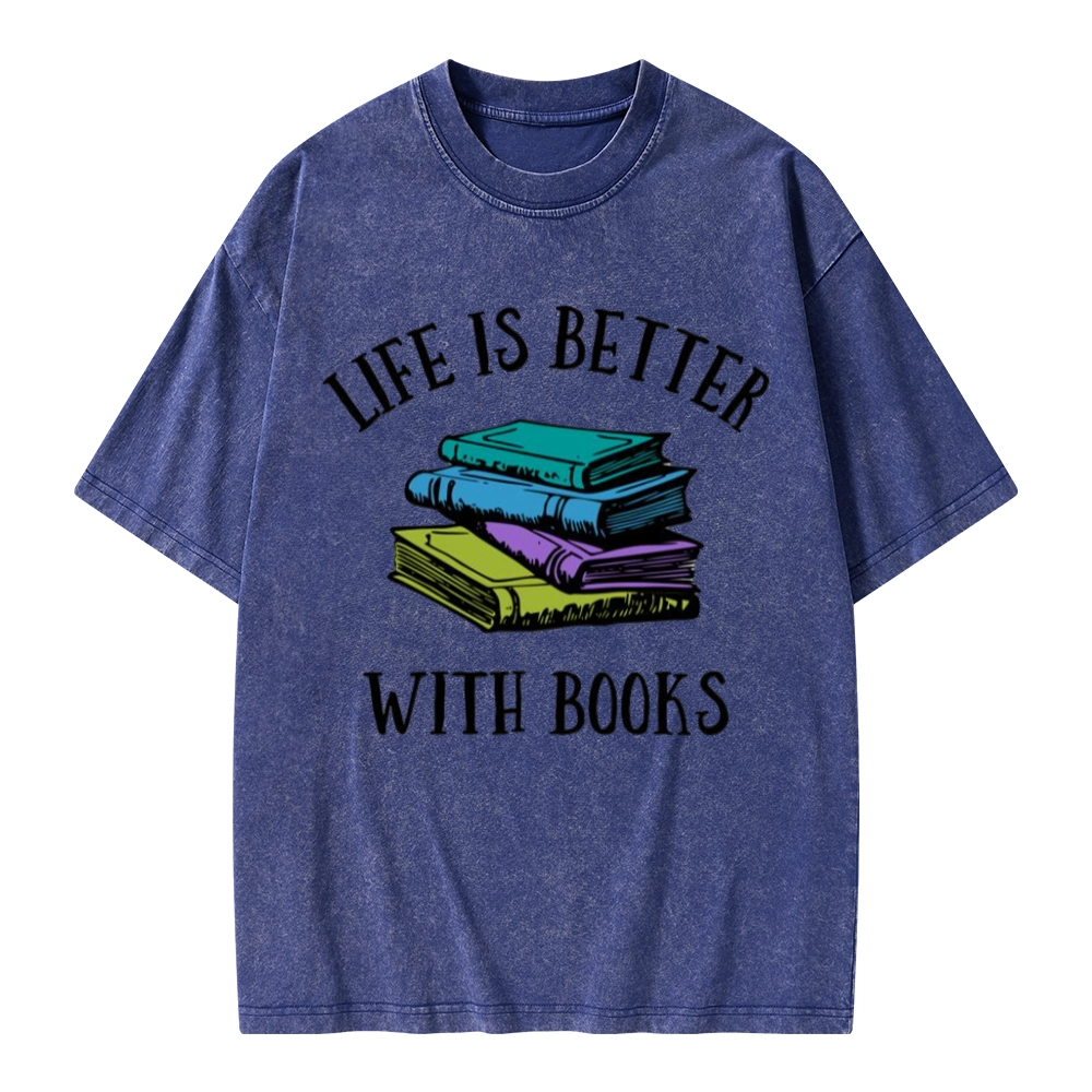 Pagewings Life's Better With Books Unisex Washed T-shirt