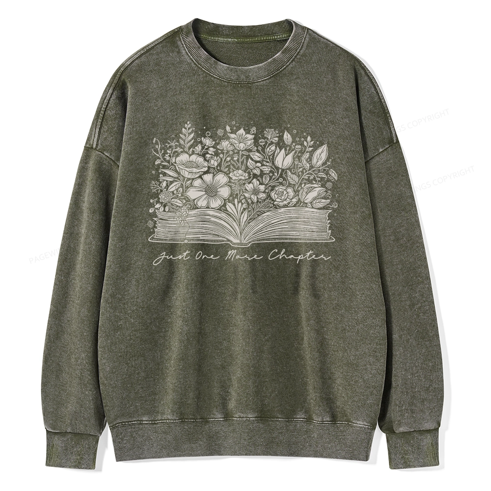 Pagewings Just One More Chapter Unisex Washed Sweatshirt