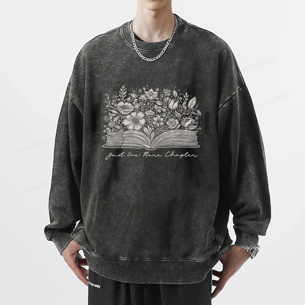 Pagewings Just One More Chapter Unisex Washed Sweatshirt