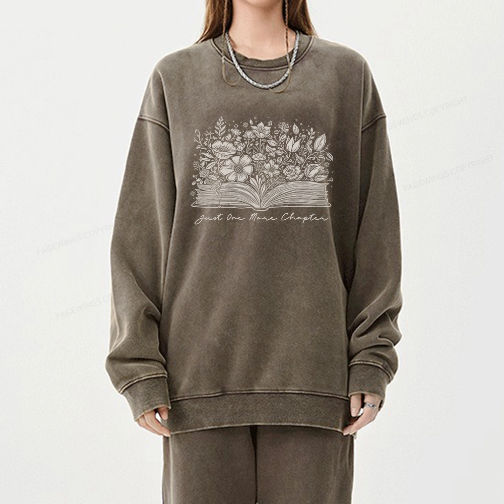 Pagewings Just One More Chapter Unisex Washed Sweatshirt