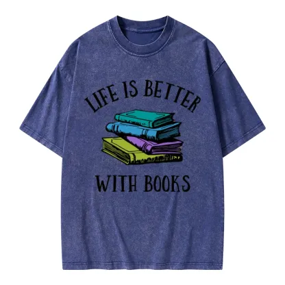 Pagewings Life's Better With Books Unisex Washed T-shirt