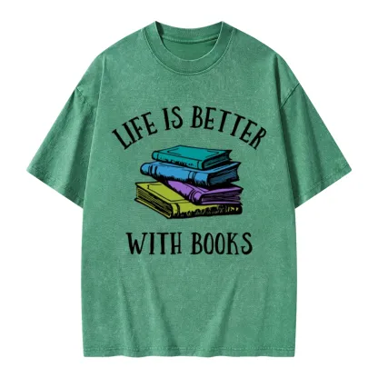 Pagewings Life's Better With Books Unisex Washed T-shirt