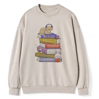Pagewings Read Whatever However Whenever You Want Unisex Washed Sweatshirt