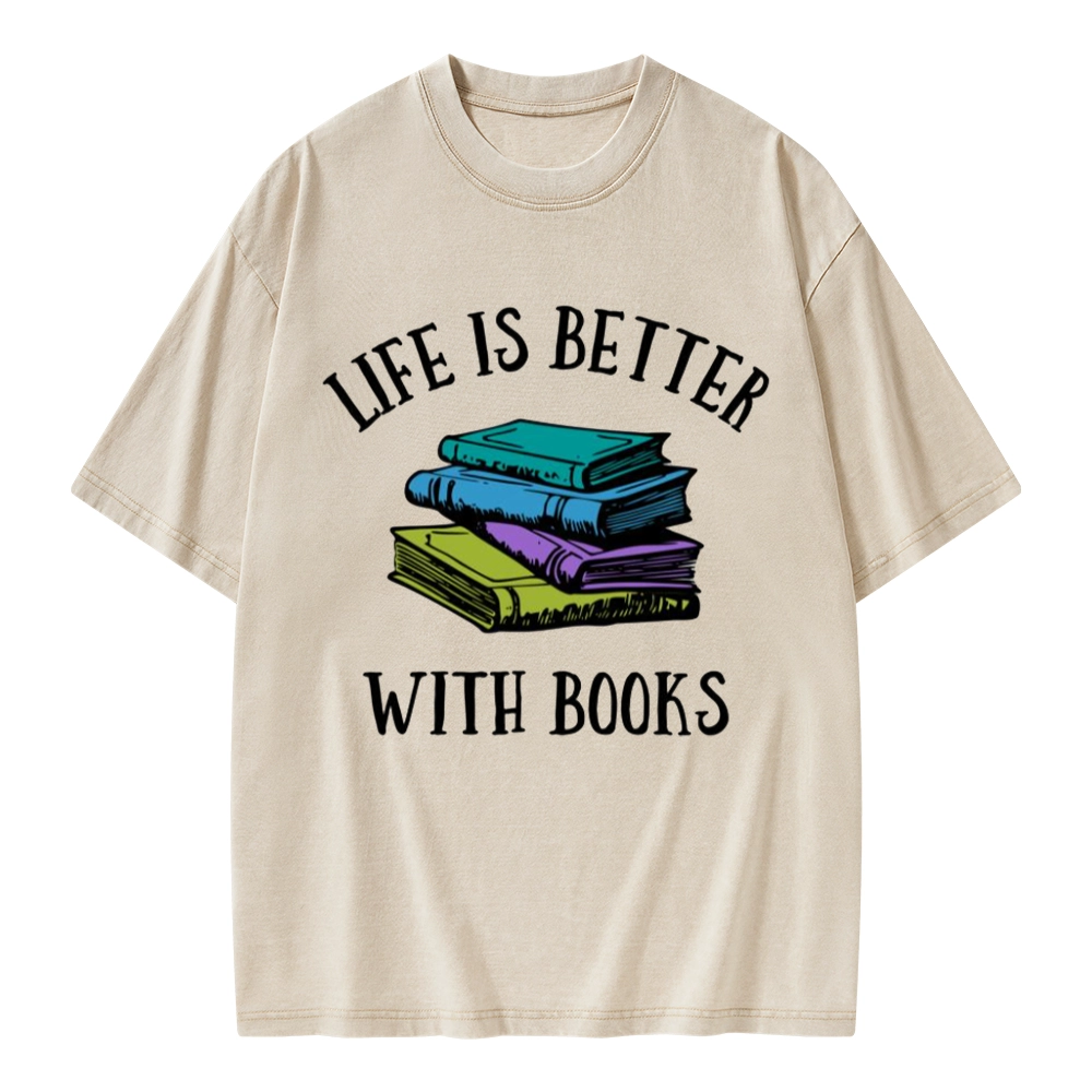 Pagewings Life's Better With Books Unisex Washed T-shirt