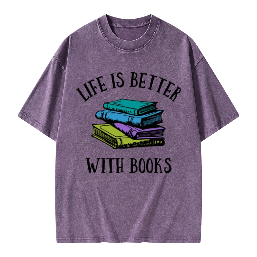 Pagewings Life's Better With Books Unisex Washed T-shirt
